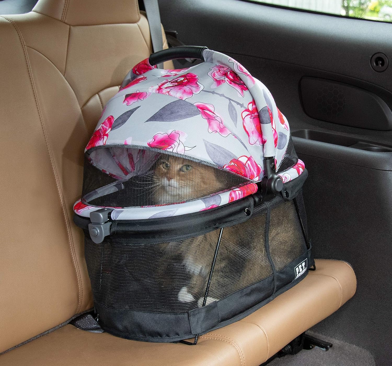 Pet Gear PG1040NZFL View 360 Pet Carrier & Car Seat for Small Dogs & Cats with Mesh Ventilation for Easy Viewing, Floral