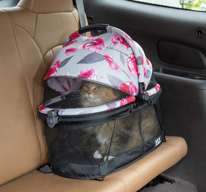 Pet Gear PG1040NZFL View 360 Pet Carrier & Car Seat for Small Dogs & Cats with Mesh Ventilation for Easy Viewing, Floral