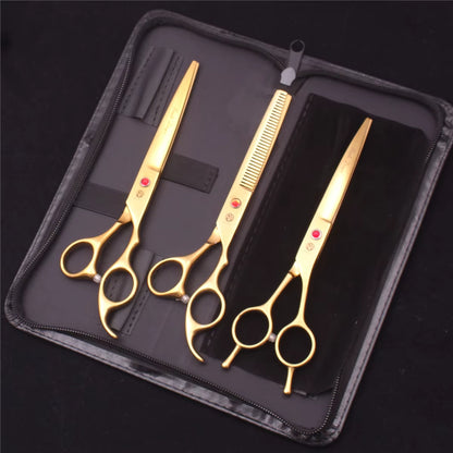 Dog Grooming Scissors Japan Stainless 6.5" 7" Pet Hairdressing Scissors Kit Dog Curved Scissors Thinning Shears Color Comb Z3002