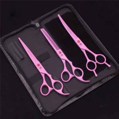 Dog Grooming Scissors Japan Stainless 6.5" 7" Pet Hairdressing Scissors Kit Dog Curved Scissors Thinning Shears Color Comb Z3002