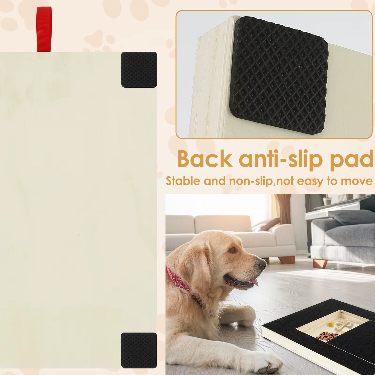 Dog Nail Scratch Board with Built-In Treat Box Wooden Puppy Nail Grinding Pad Dog Nail File Board Sandpaper Board Scratcher