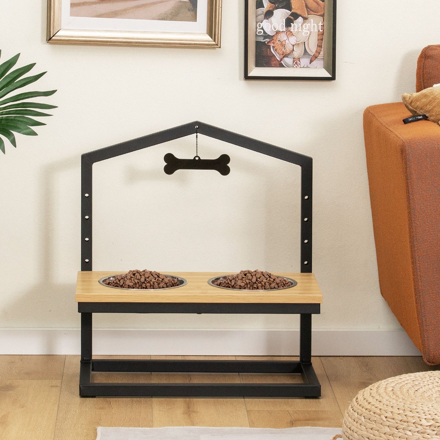 5 Heights Elevated Pet Feeder with Detachable Stainless Steel Bowl for Dogs