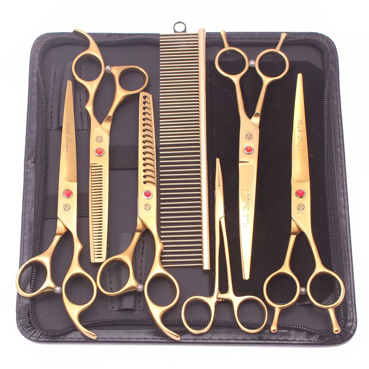 Dog Grooming Scissors Japan Stainless 6.5" 7" Pet Hairdressing Scissors Kit Dog Curved Scissors Thinning Shears Color Comb Z3002