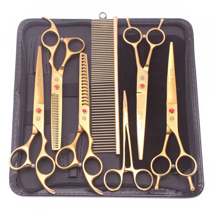 Dog Grooming Scissors Japan Stainless 6.5" 7" Pet Hairdressing Scissors Kit Dog Curved Scissors Thinning Shears Color Comb Z3002