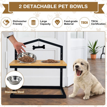 5 Heights Elevated Pet Feeder with Detachable Stainless Steel Bowl for Dogs