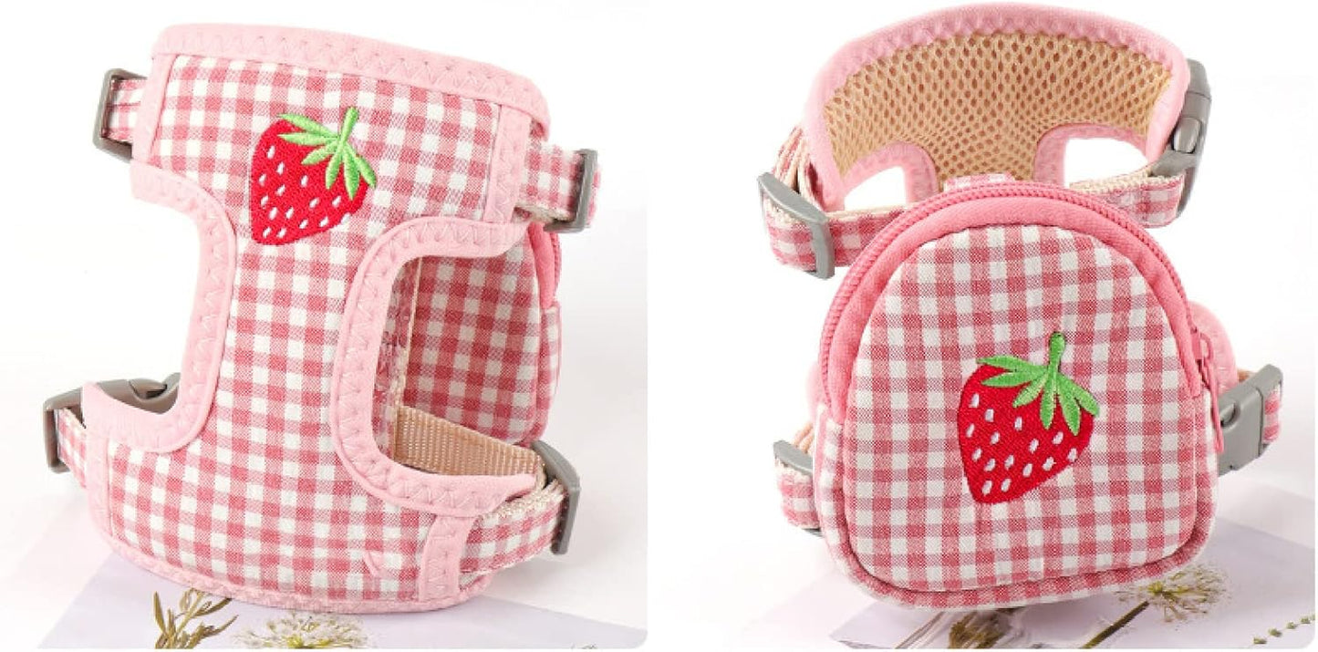 Pet Backpack Harness with Leash for Cat Small Dog Self Mini Carrier Back Pack Pocket Saddle Bags Puppy Bag with Training Lead Leash for Doggie Outdoor Travel Hiking Walking