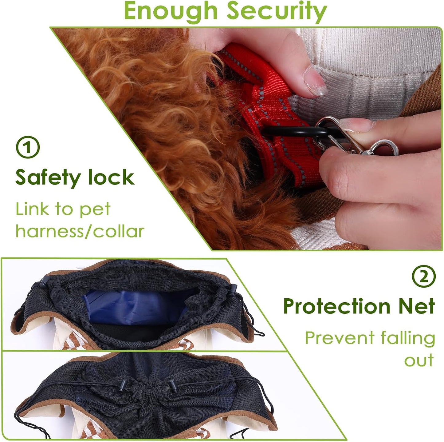 Dog Sling Puppy Carrier for Small Dogs with Openable Front Breathable Mesh, Hands Free Pet Sling Travel Bag Adjustable Padded Strap Pockets Large Space (Khaki, 3-11 Lb)