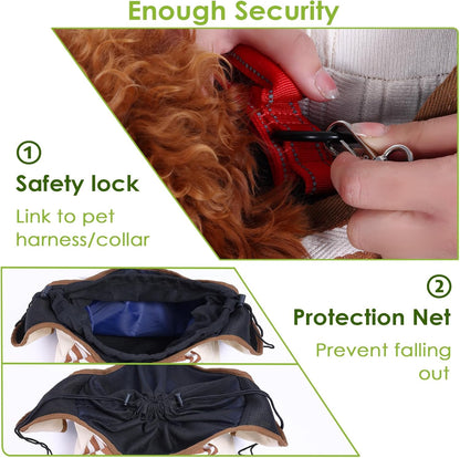 Dog Sling Puppy Carrier for Small Dogs with Openable Front Breathable Mesh, Hands Free Pet Sling Travel Bag Adjustable Padded Strap Pockets Large Space (Khaki, 3-11 Lb)