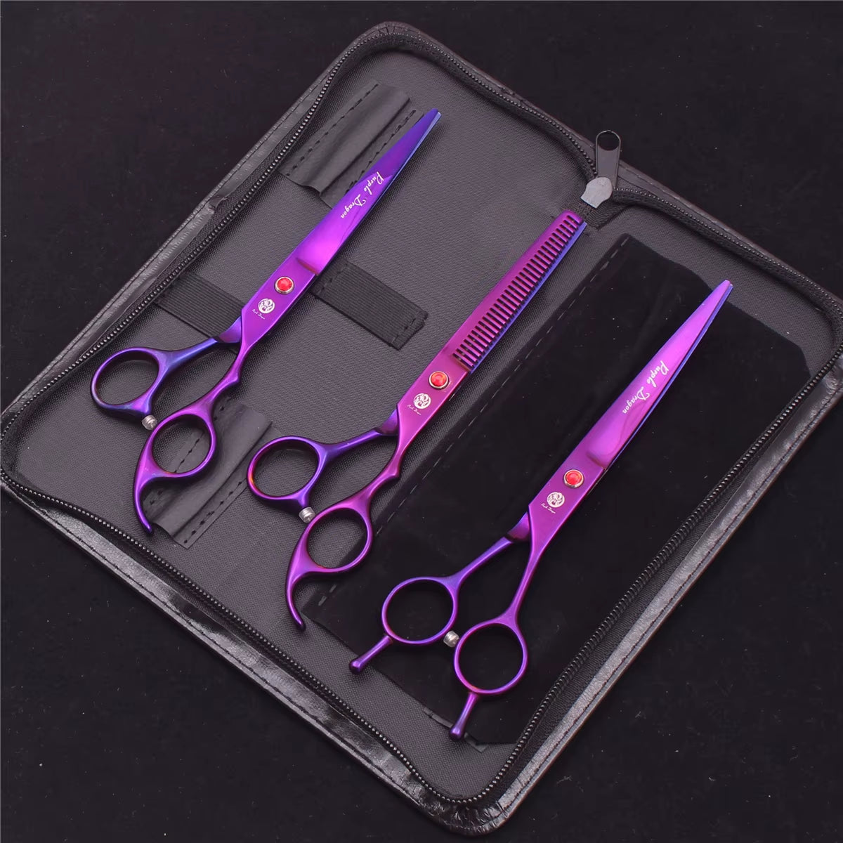 Dog Grooming Scissors Japan Stainless 6.5" 7" Pet Hairdressing Scissors Kit Dog Curved Scissors Thinning Shears Color Comb Z3002