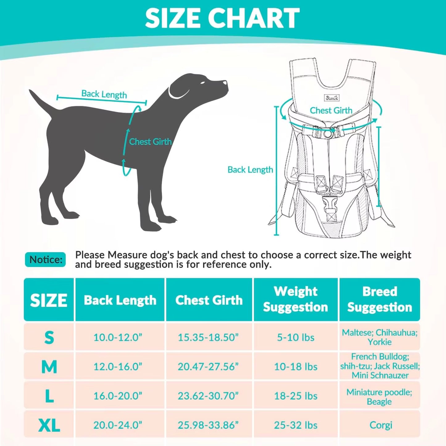 Outdoor Pet Front Dog Carrier Backpacks Adjustable Hands Free Dog Backpack Carrier for Medium Small Dogs